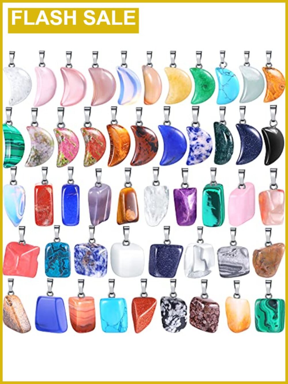 50 Crystal Stone Pendants Gemstone Charms Healing Chakra Beads